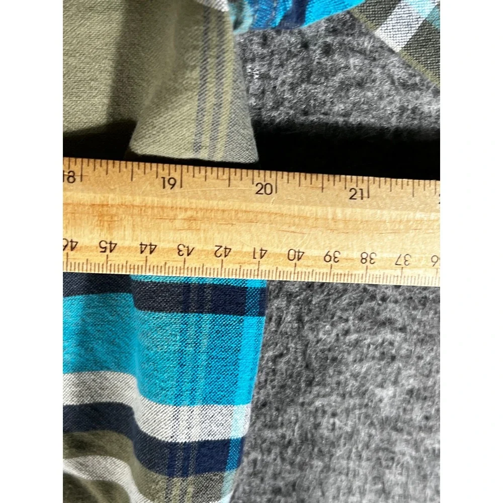 The North Face Men Large Blue Green Plaid Long Sleeve Button Down Shirt Heritage